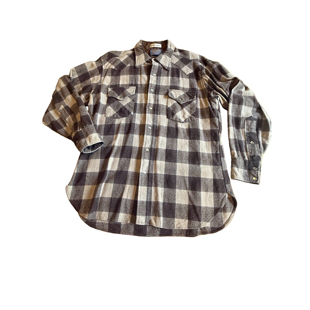 Vintage Pendleton High Grade Western Wear Flannel Men's Large Wool Pearl Snap